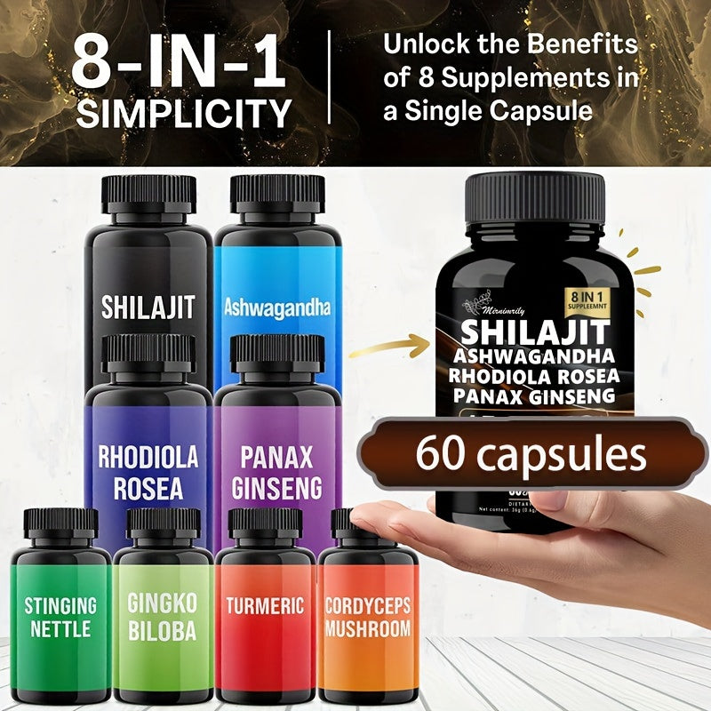 2 Bottles of Ultimate Wellness Bundle - 60 High-Potency Veggie Capsules Each with 7000mg Sea Moss, 4000mg Black Seed Oil, 2000mg Ashwagandha, 9000mg Ginger & Shilajit, 1000mg Rhodiola Rosea, 1500mg Panax Ginseng, All-in-One S