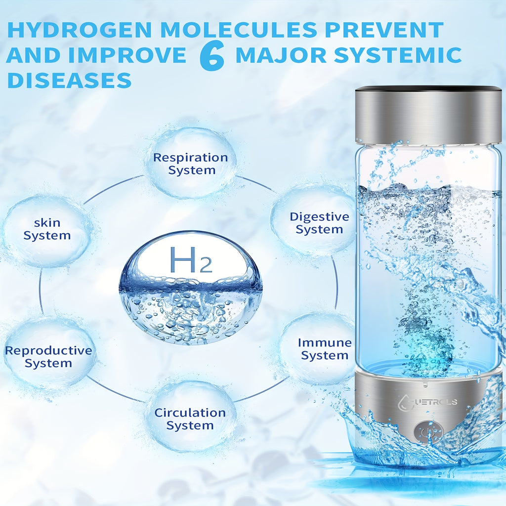 2 in1 Hydrogen Water Bottle, Hydrogen Water Generator, Portable Hydrogen Generator, Rechargeable Health Ionizer - Rich in Antioxidants for Wellness and Travel