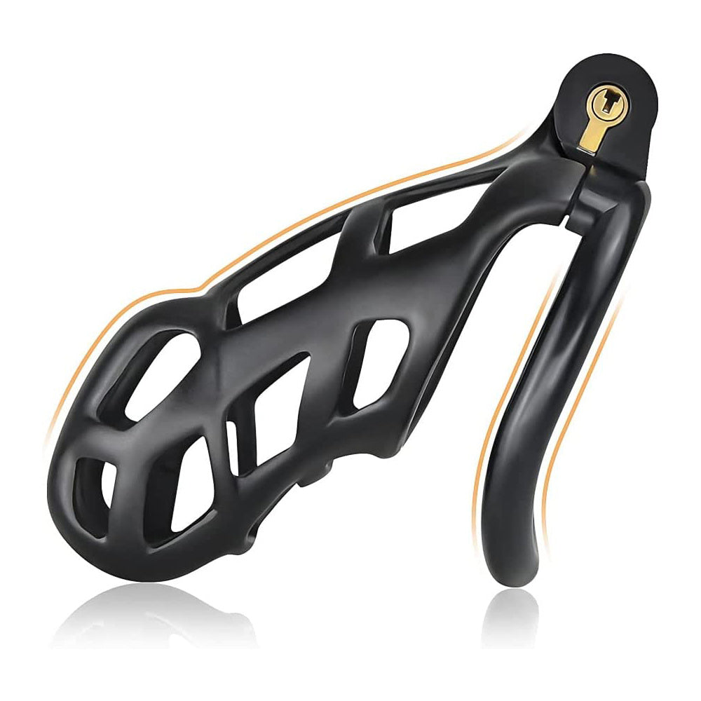 1pc Male Chastity Cage - Breathable Cock Ring with Lock, 4 Rings, Resin Virginity for Men, Penis Cage Lock for Sexual Wellness