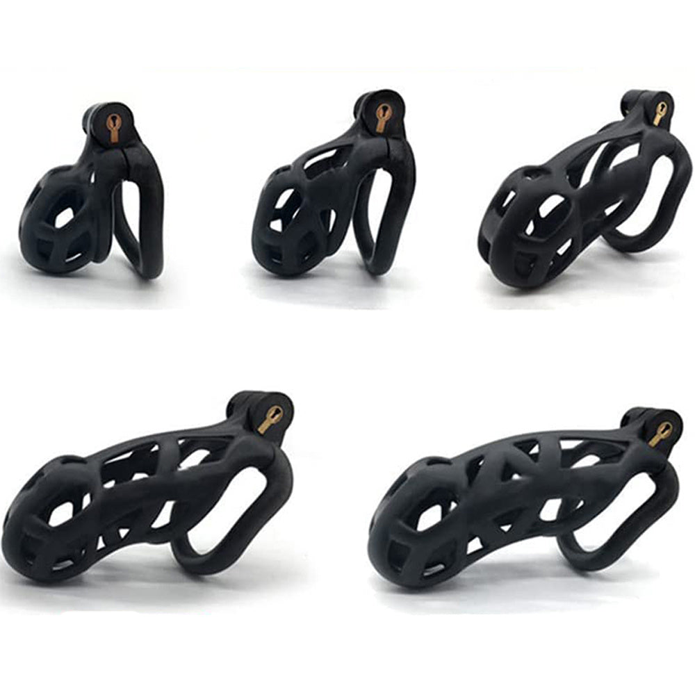 1pc Male Chastity Cage - Breathable Cock Ring with Lock, 4 Rings, Resin Virginity for Men, Penis Cage Lock for Sexual Wellness