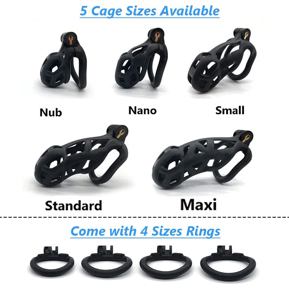 1pc Male Chastity Cage - Breathable Cock Ring with Lock, 4 Rings, Resin Virginity for Men, Penis Cage Lock for Sexual Wellness