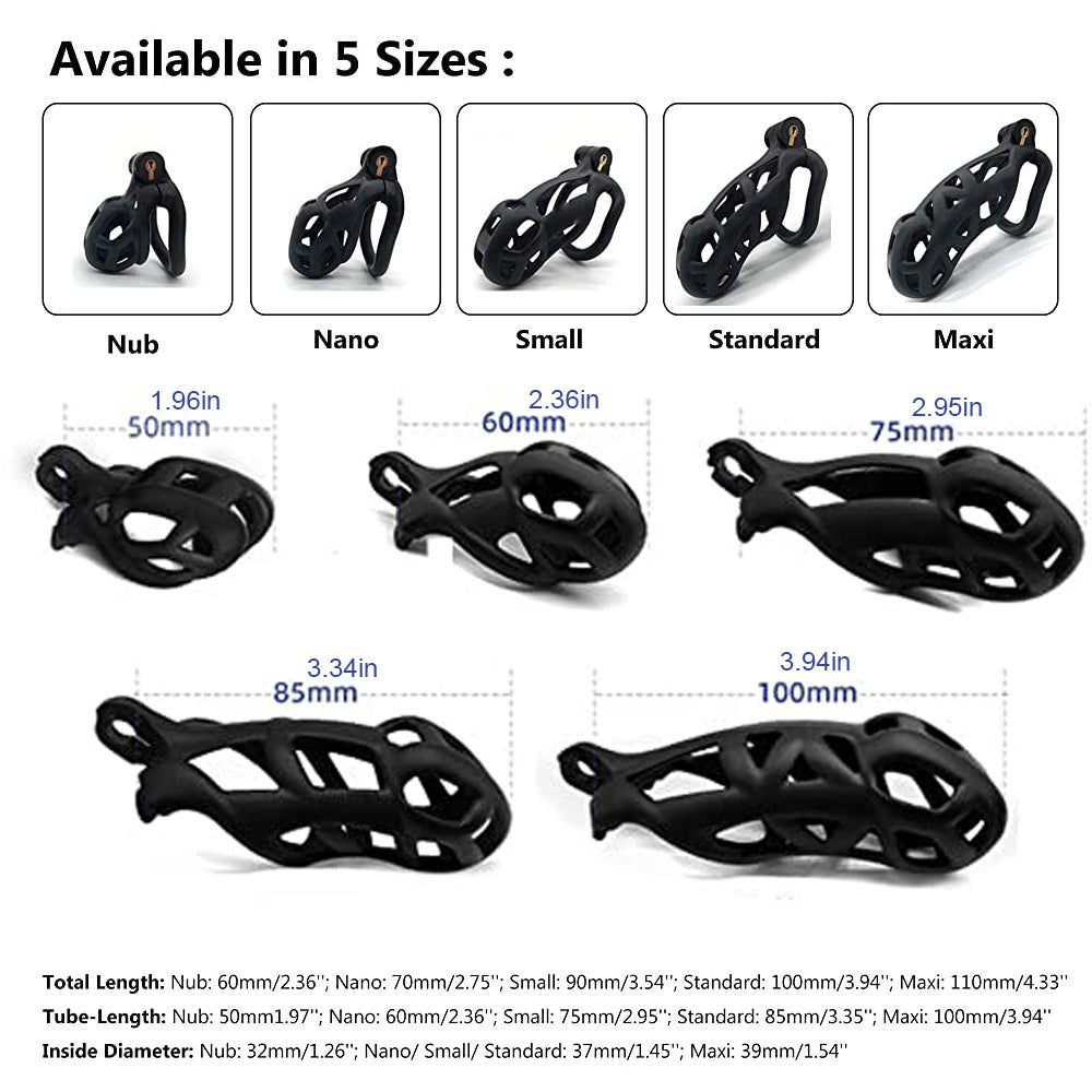 1pc Male Chastity Cage - Breathable Cock Ring with Lock, 4 Rings, Resin Virginity for Men, Penis Cage Lock for Sexual Wellness