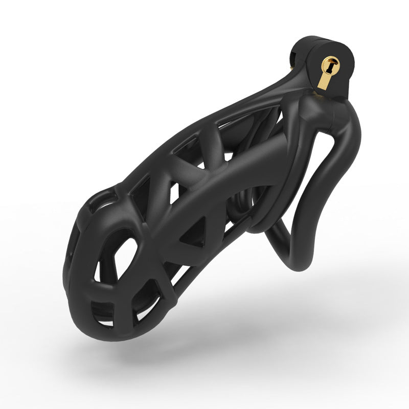 1pc Male Chastity Cage - Breathable Cock Ring with Lock, 4 Rings, Resin Virginity for Men, Penis Cage Lock for Sexual Wellness