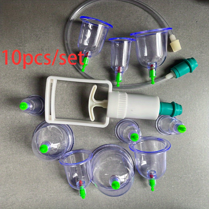 10PCS Cupping Therapy Set for Massage and Wellness, Vacuum Suction Cupping Kit for Muscle Relaxation, Pain Relief & Detox - Alcohol Free, Manual Operation Without Batteries