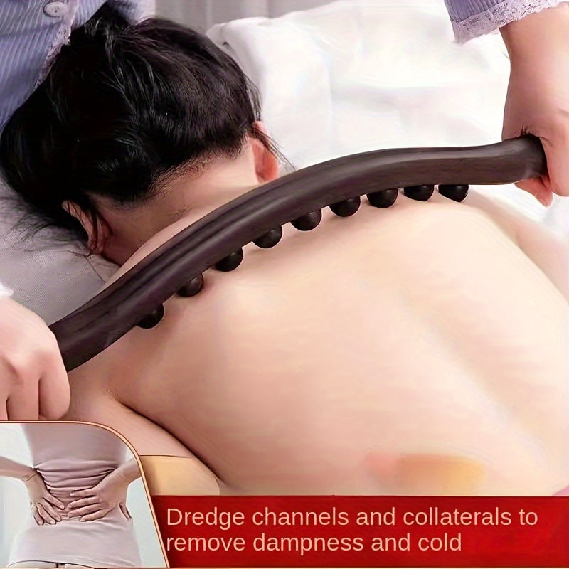 1pc Multifunctional Meridian Rolling Massage Stick for Neck, Lower Back, and Abdominal Massage - 19-Bead Professional Body Massager, Plastic, Unscented, Manual Operation, No Battery Required, Full Body Wellness Tool