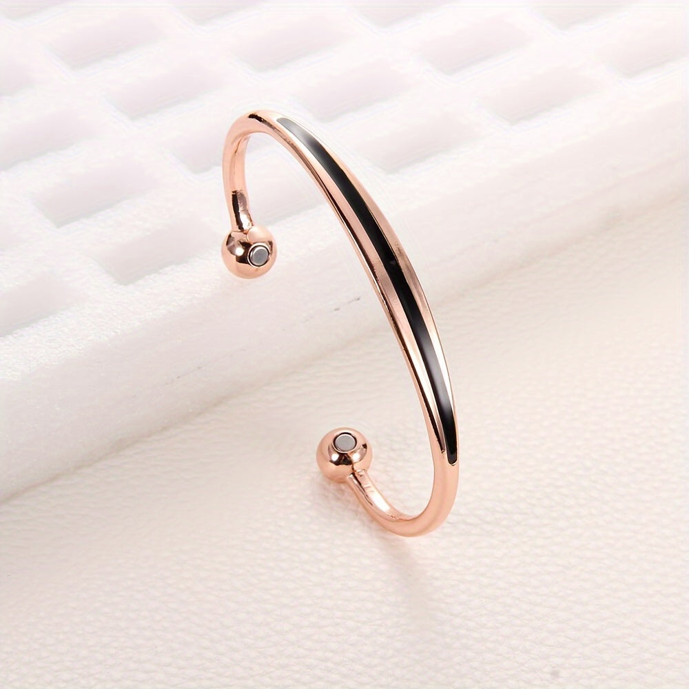 1pc Women's Solid Copper Magnetic Bracelet, Copper Cuff Bangle for Health and Wellness