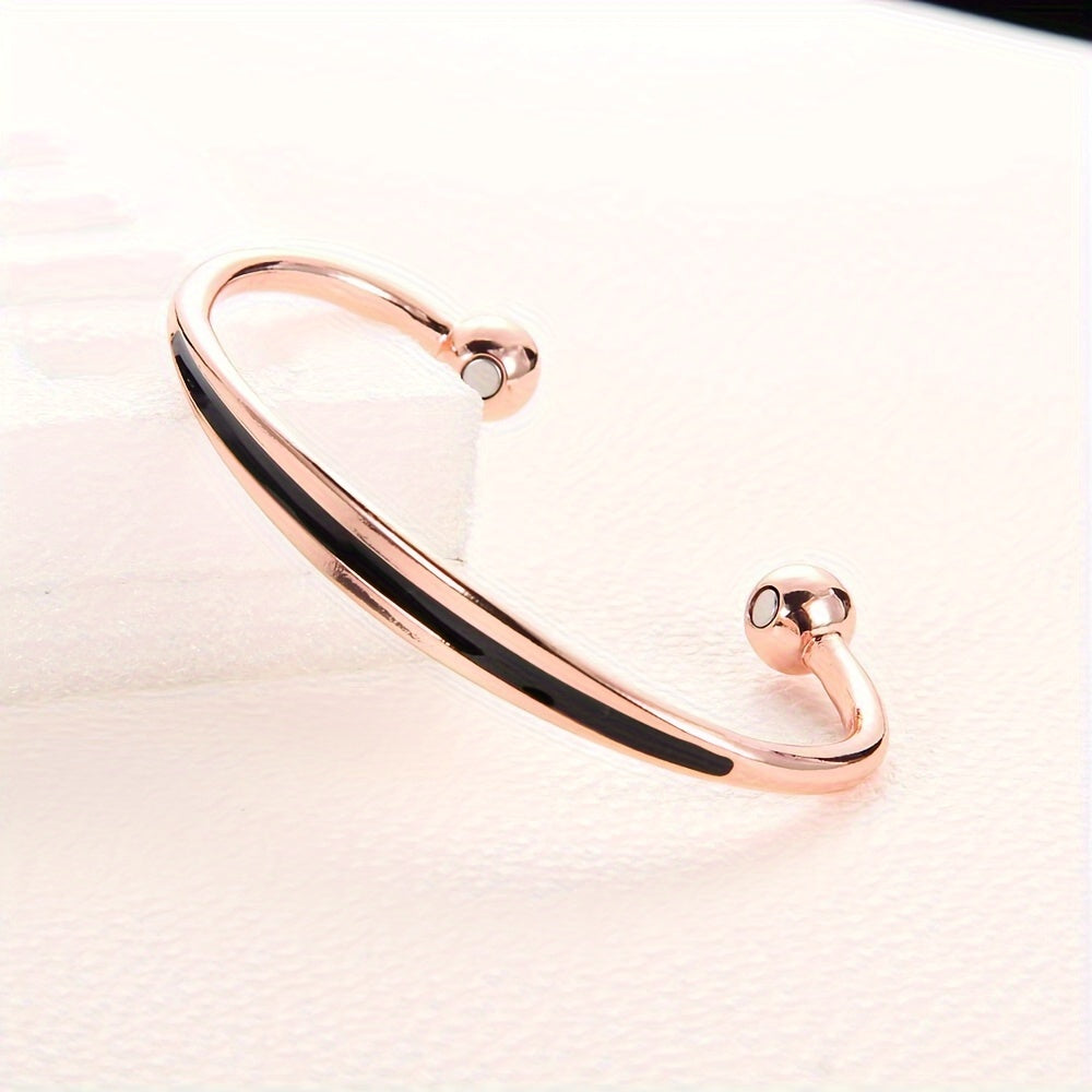 1pc Women's Solid Copper Magnetic Bracelet, Copper Cuff Bangle for Health and Wellness