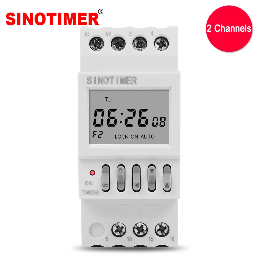 2 Channels Output 1 Second Interval Timer Switch Separate Control Digital 7 Day Weekly Programmable Time Clock 220V 12V DIN Rail