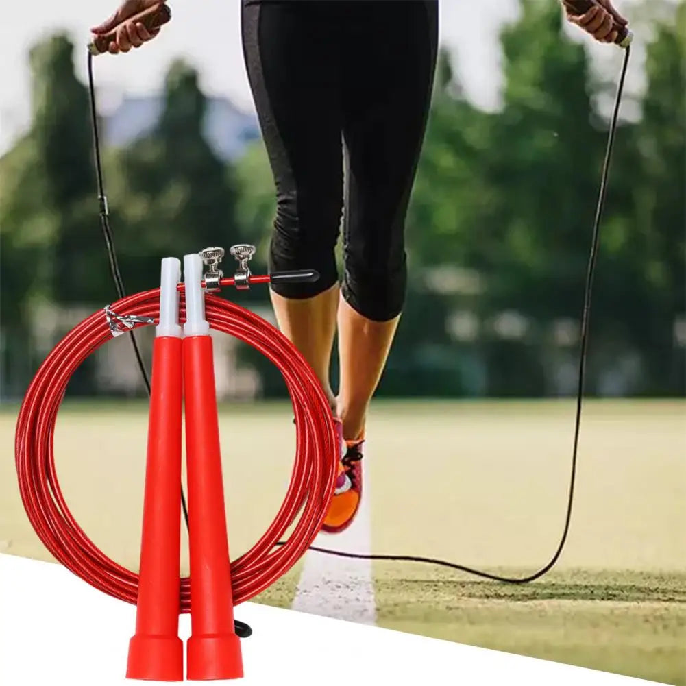 1 Set Steel Wire Jump Rope with Ergonomic Handle Weighted Adjustable Fitness Rope Skipping Workout Equipment for Kids Adults