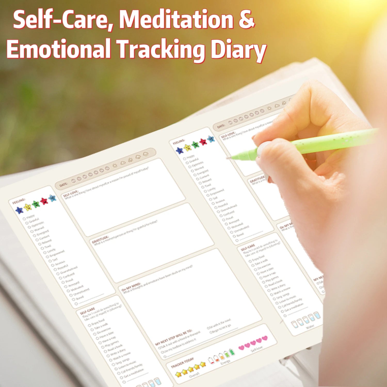 100-Day  Mental Wellness Journal -  Guided Diary for Self-Care, Meditation & Emotional Tracking - Mental Daily Journal