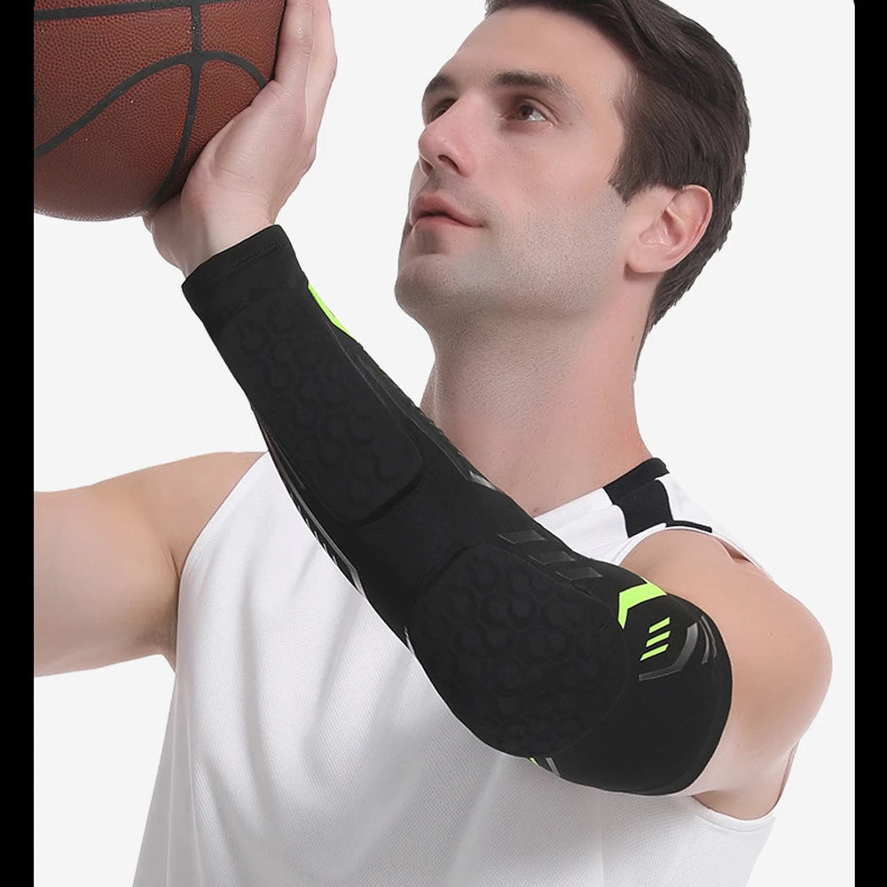 1 Pcs Sports Padded Arm Sleeves Protective Compression Elbow Pad Basketball Football Volleyball Soccer Gym Sport Arm Guards Home
