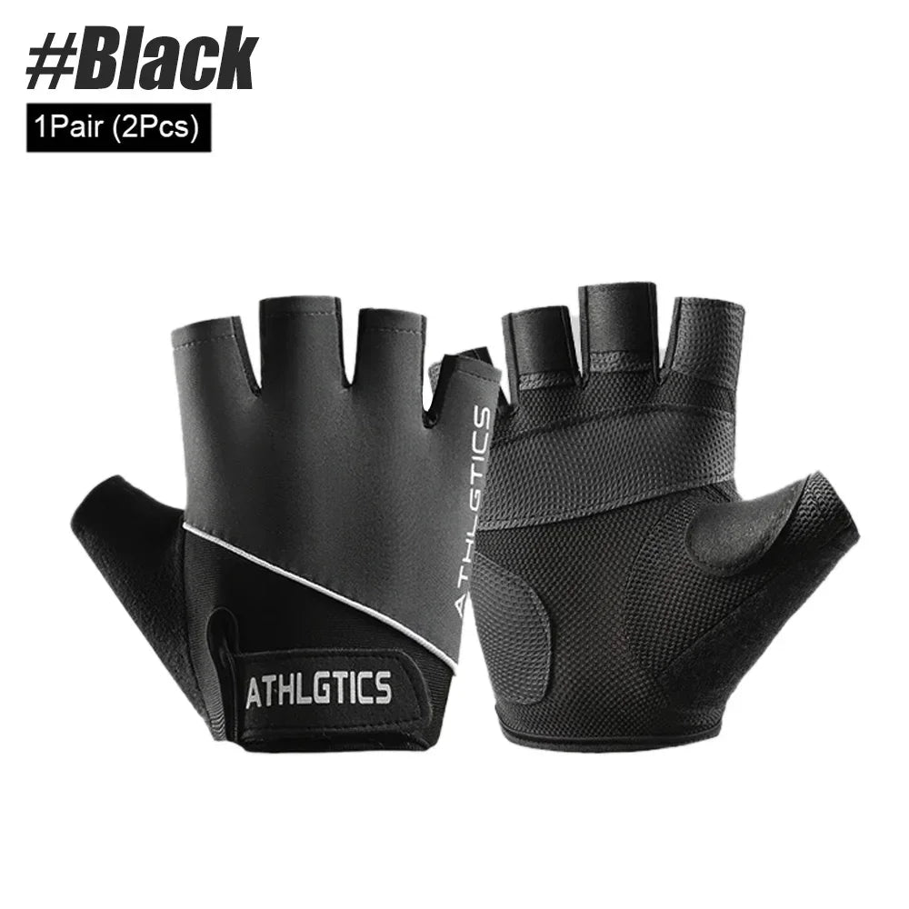 1Pair Breathable Cycling Gloves Workout Gym Gloves for Men Women Weight Lifting Fingerless Gloves Training Exercise Fitness