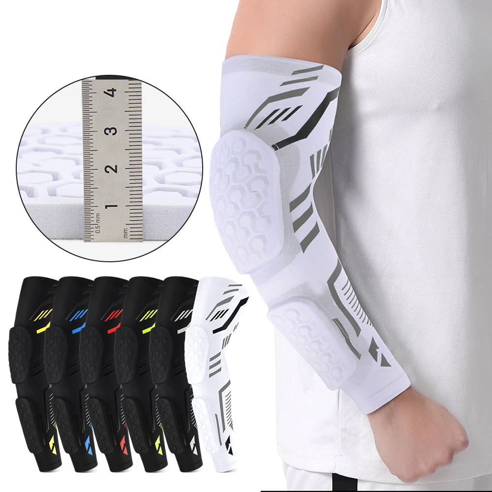 1 Pcs Sports Padded Arm Sleeves Protective Compression Elbow Pad Basketball Football Volleyball Soccer Gym Sport Arm Guards Home