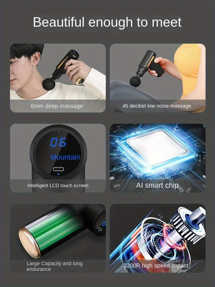 1 Massage Gun, Deep Muscle Handheld Massager for Body, Back and Neck Pain, Ultra-Compact and Elegant Design, High Torque Drive, 6 Modes and 6 Gears