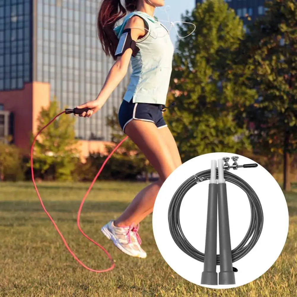 1 Set Steel Wire Jump Rope with Ergonomic Handle Weighted Adjustable Fitness Rope Skipping Workout Equipment for Kids Adults