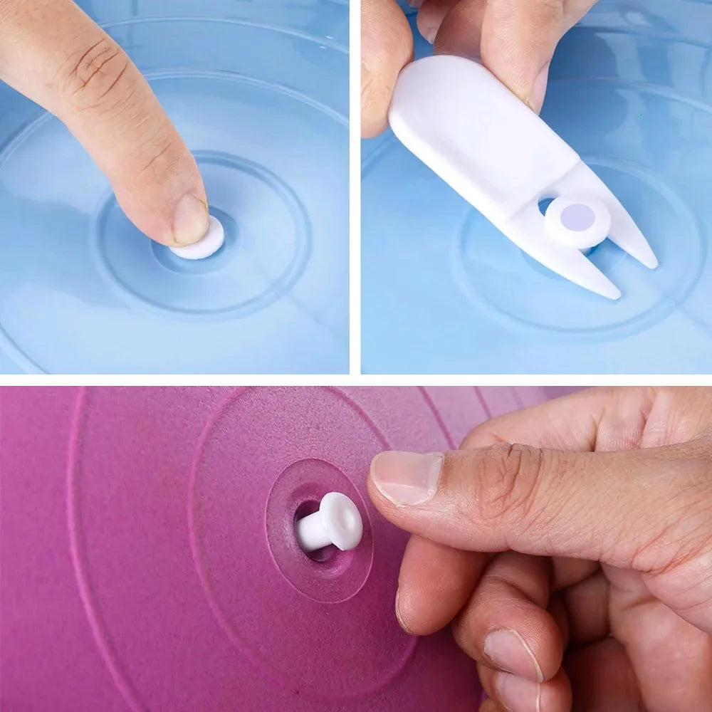 1set Yoga Ball Air Stopper Air Plug Puller Fitness Jump Horse Horn Balls Valve Plugs Fitness Equipment Accessories White Plastic