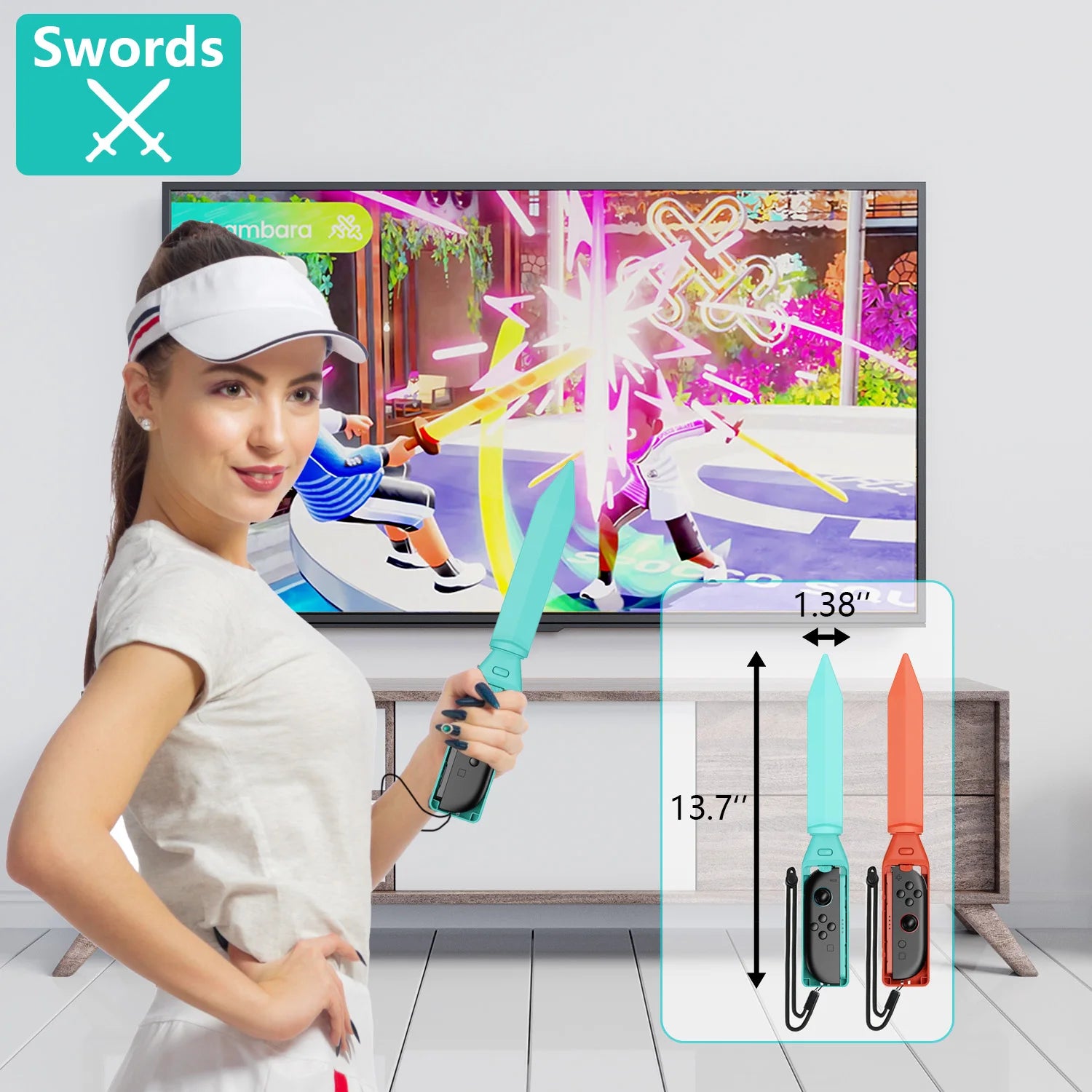 18 in 1 Sports Accessories Bundle for NS Switch 2, Golf Clubs Tennis Rackets Swords Grips Straps Kit for Joy-Con