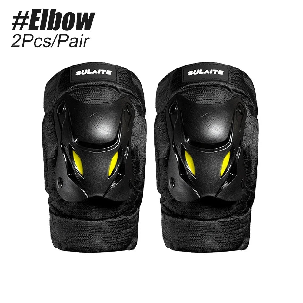 1Pair Electric Bike Motorcycle Motocross Racing Knee Elbow Guards Pads Braces Protective Gear Black Mountain Biking Racing