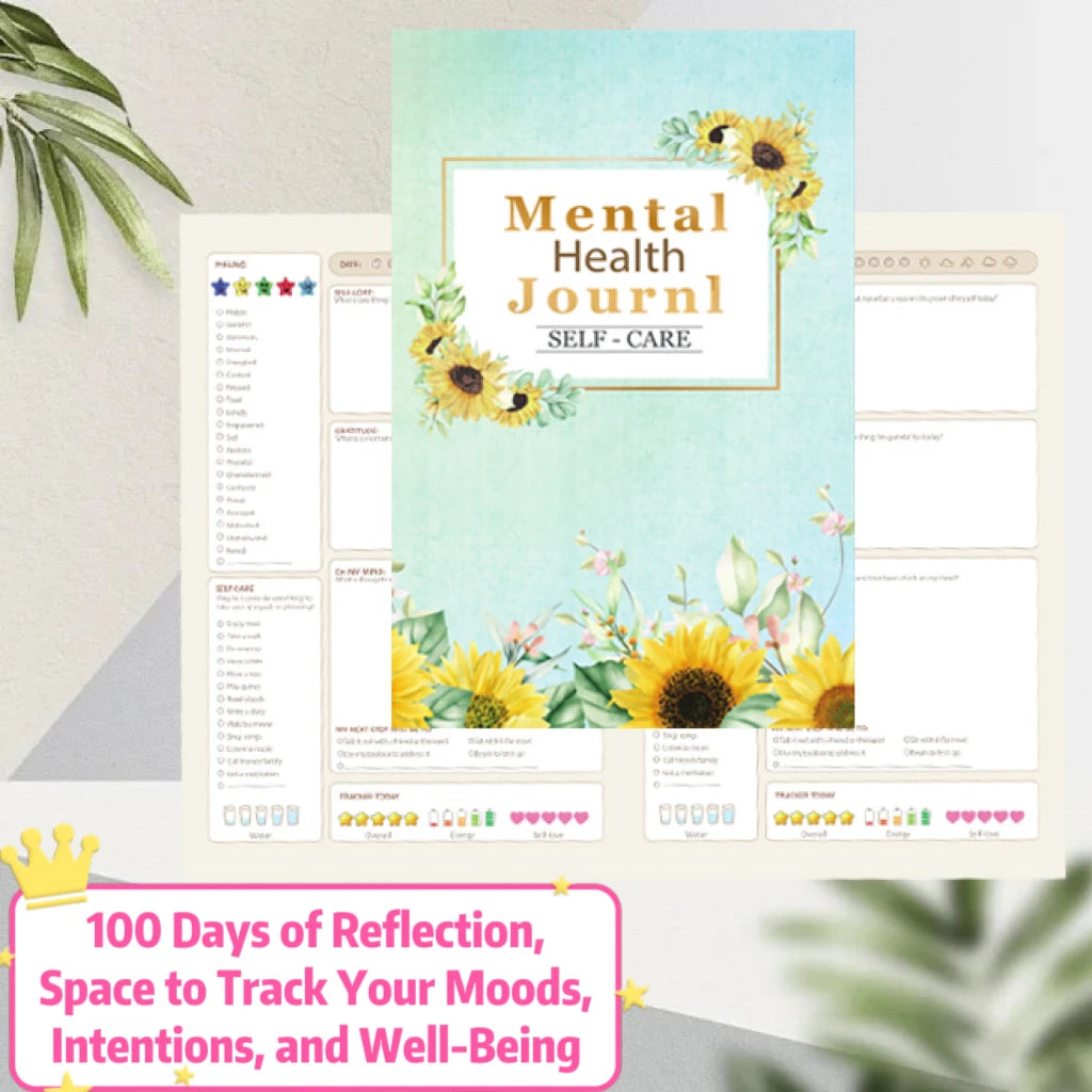 100-Day  Mental Wellness Journal -  Guided Diary for Self-Care, Meditation & Emotional Tracking - Mental Daily Journal