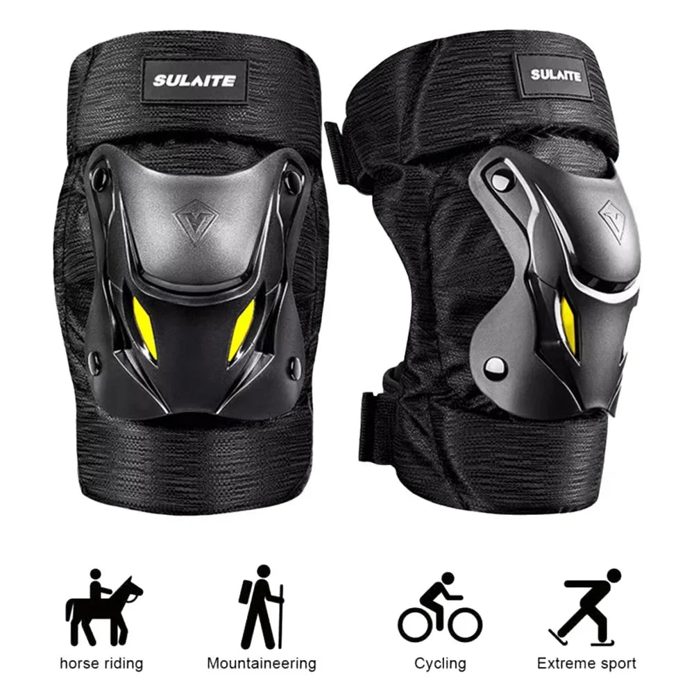 1Pair Electric Bike Motorcycle Motocross Racing Knee Elbow Guards Pads Braces Protective Gear Black Mountain Biking Racing