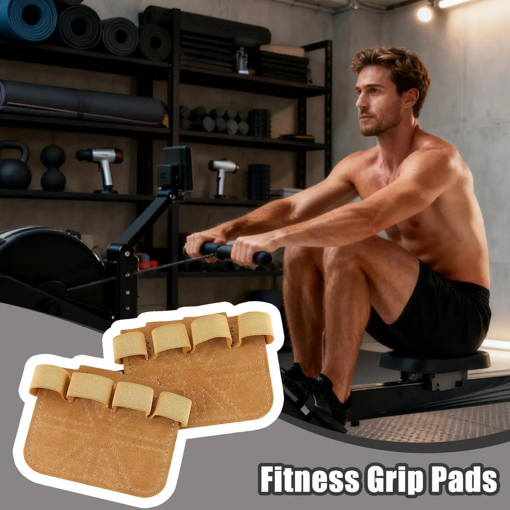 1 Pair Gym Workout Gloves - Leather Anti-Slip Fitness Grips for Weight Lifting, Deadlifts, Pull-Ups, Dumbbell & Kettlebell