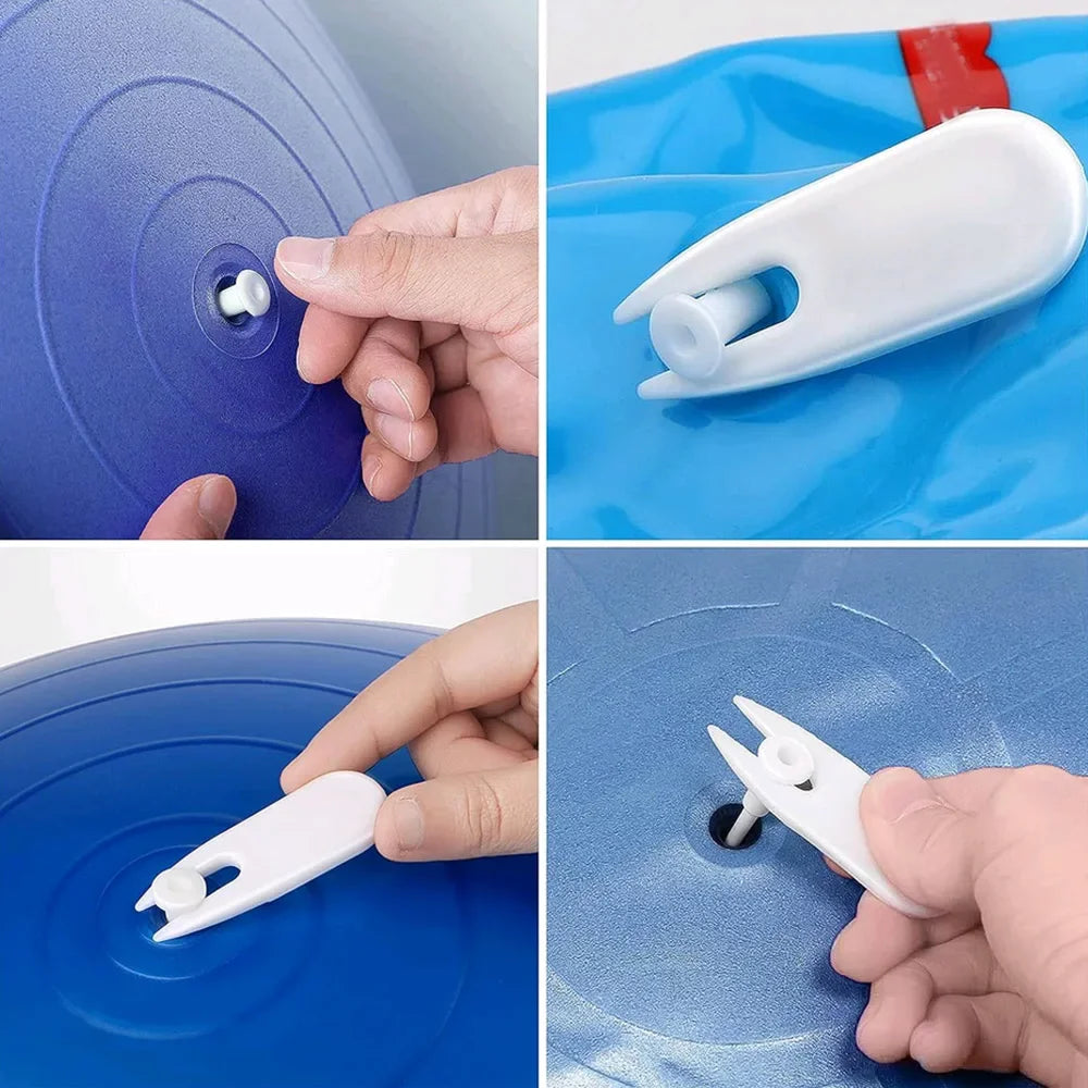 1set Yoga Ball Air Stopper Air Plug Puller Fitness Jump Horse Horn Balls Valve Plugs Fitness Equipment Accessories White Plastic