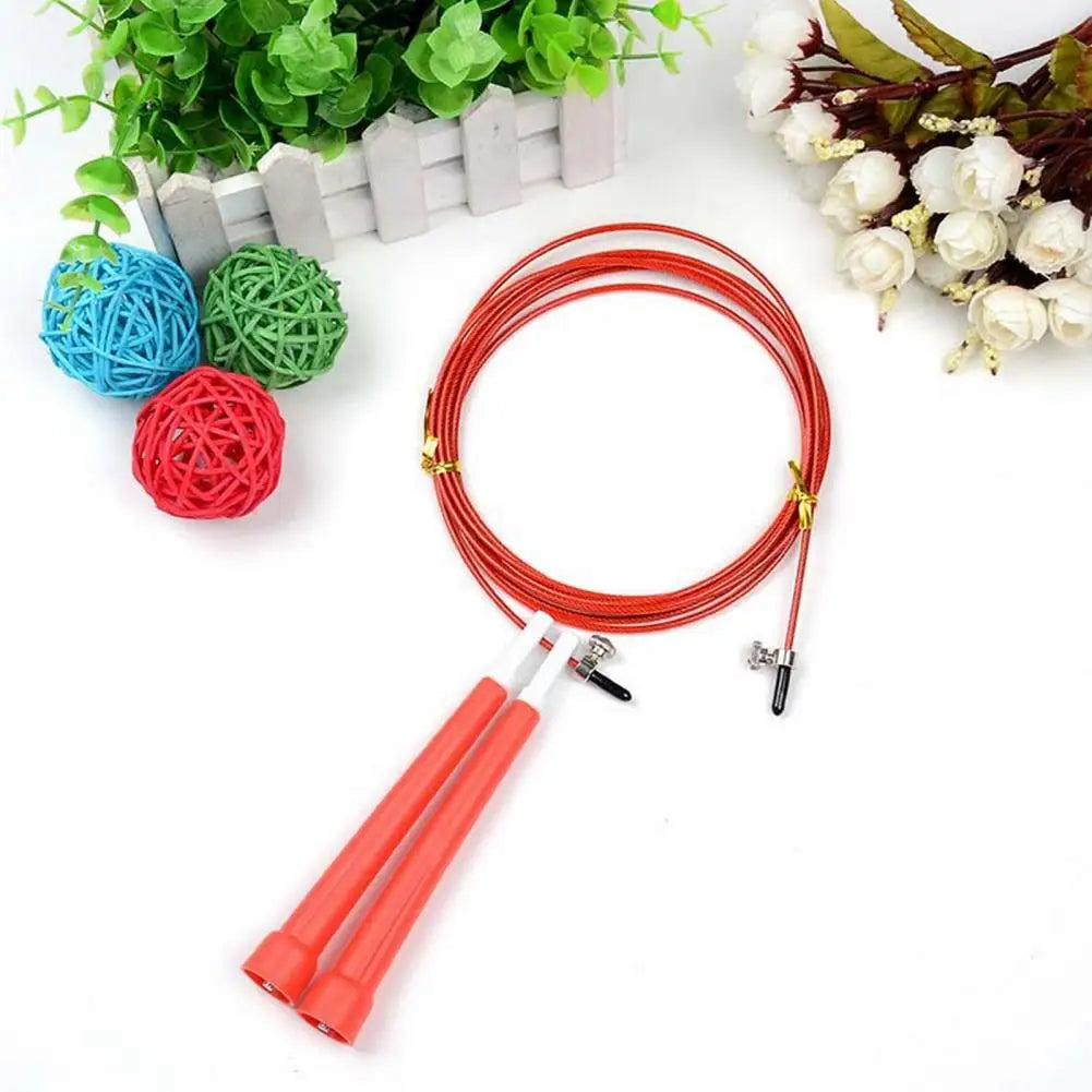 1 Set Steel Wire Jump Rope with Ergonomic Handle Weighted Adjustable Fitness Rope Skipping Workout Equipment for Kids Adults