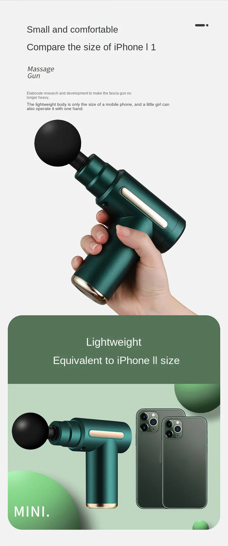 1 Massage Gun, Deep Muscle Handheld Massager for Body, Back and Neck Pain, Ultra-Compact and Elegant Design, High Torque Drive, 6 Modes and 6 Gears