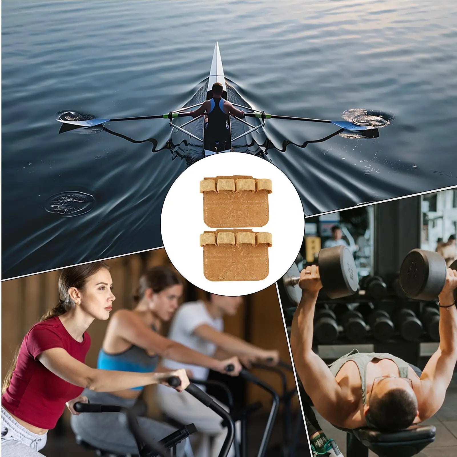 1 Pair Gym Workout Gloves - Leather Anti-Slip Fitness Grips for Weight Lifting, Deadlifts, Pull-Ups, Dumbbell & Kettlebell