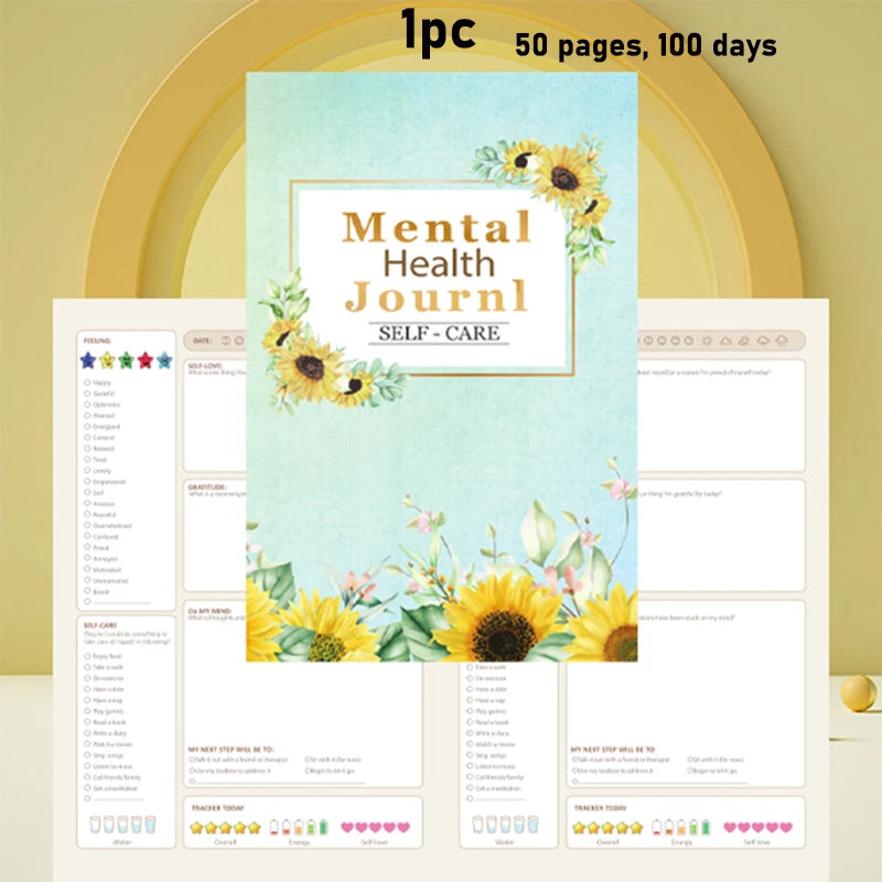 100-Day  Mental Wellness Journal -  Guided Diary for Self-Care, Meditation & Emotional Tracking - Mental Daily Journal