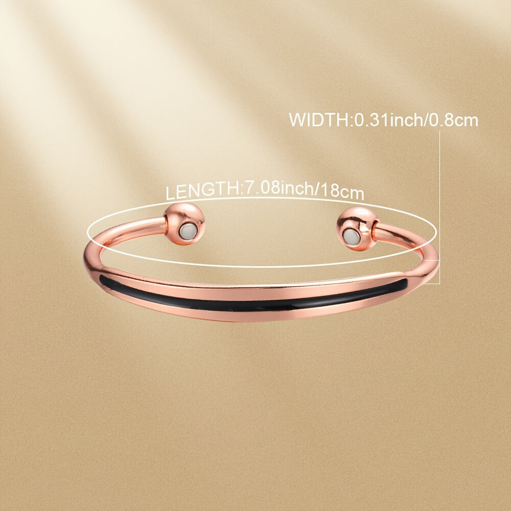 1pc Women's Solid Copper Magnetic Bracelet, Copper Cuff Bangle for Health and Wellness