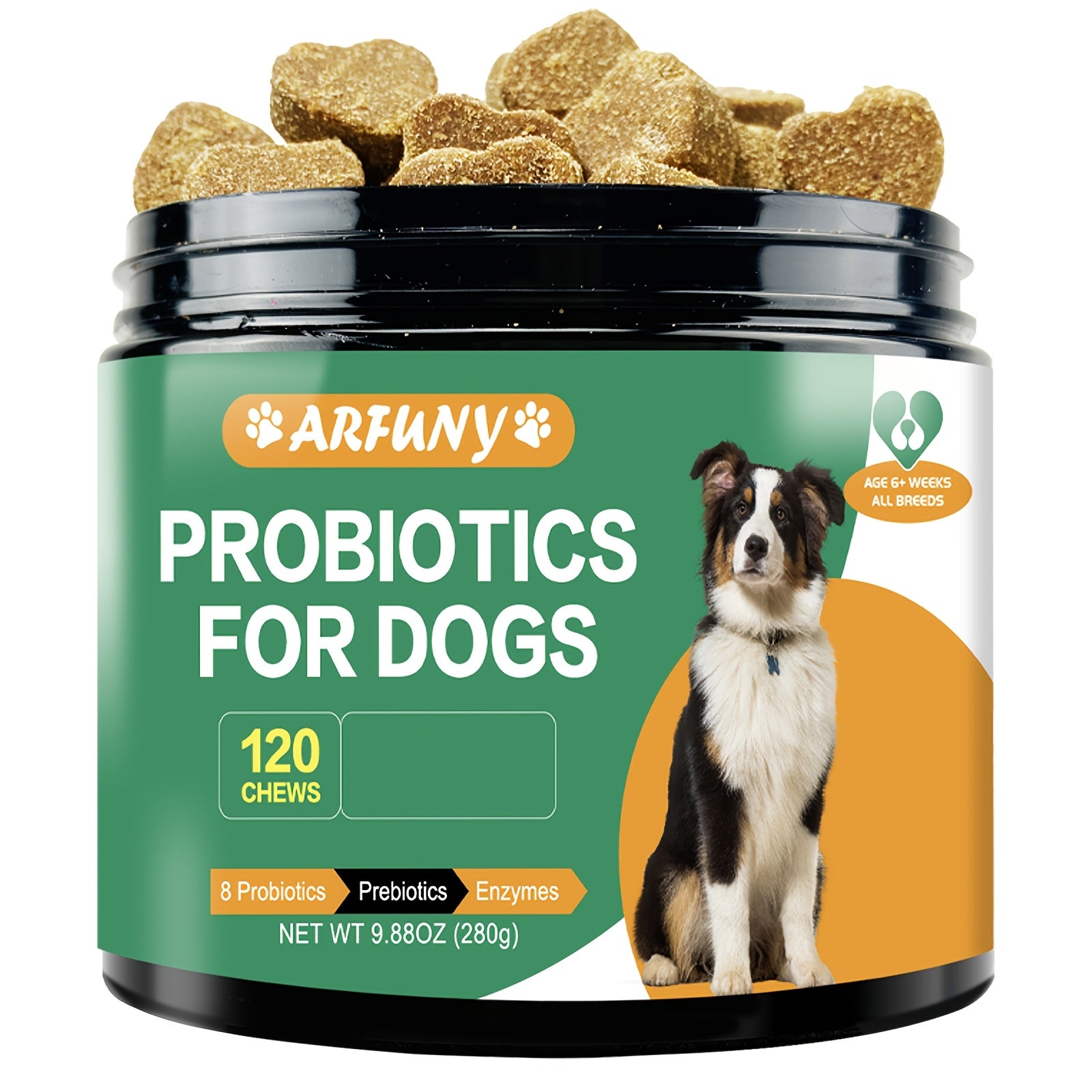 120 Chews of Probiotic PowerBites - Supports Healthy Digestion, Boosts Immune System, and Promotes Overall Wellness - Delicious Chicken Flavor, 2oz Prebiotic and Digestive Enzymes Supplement for Dogs
