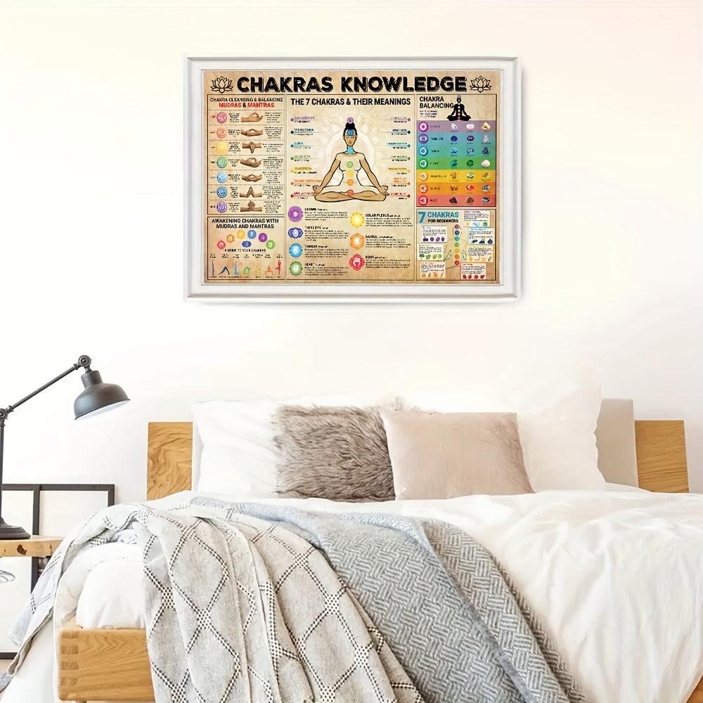 1pc Chakras Knowledge Yoga and Meditation Vintage Poster - Energize Your Home With A Balance and Wellness Print (No Frame)