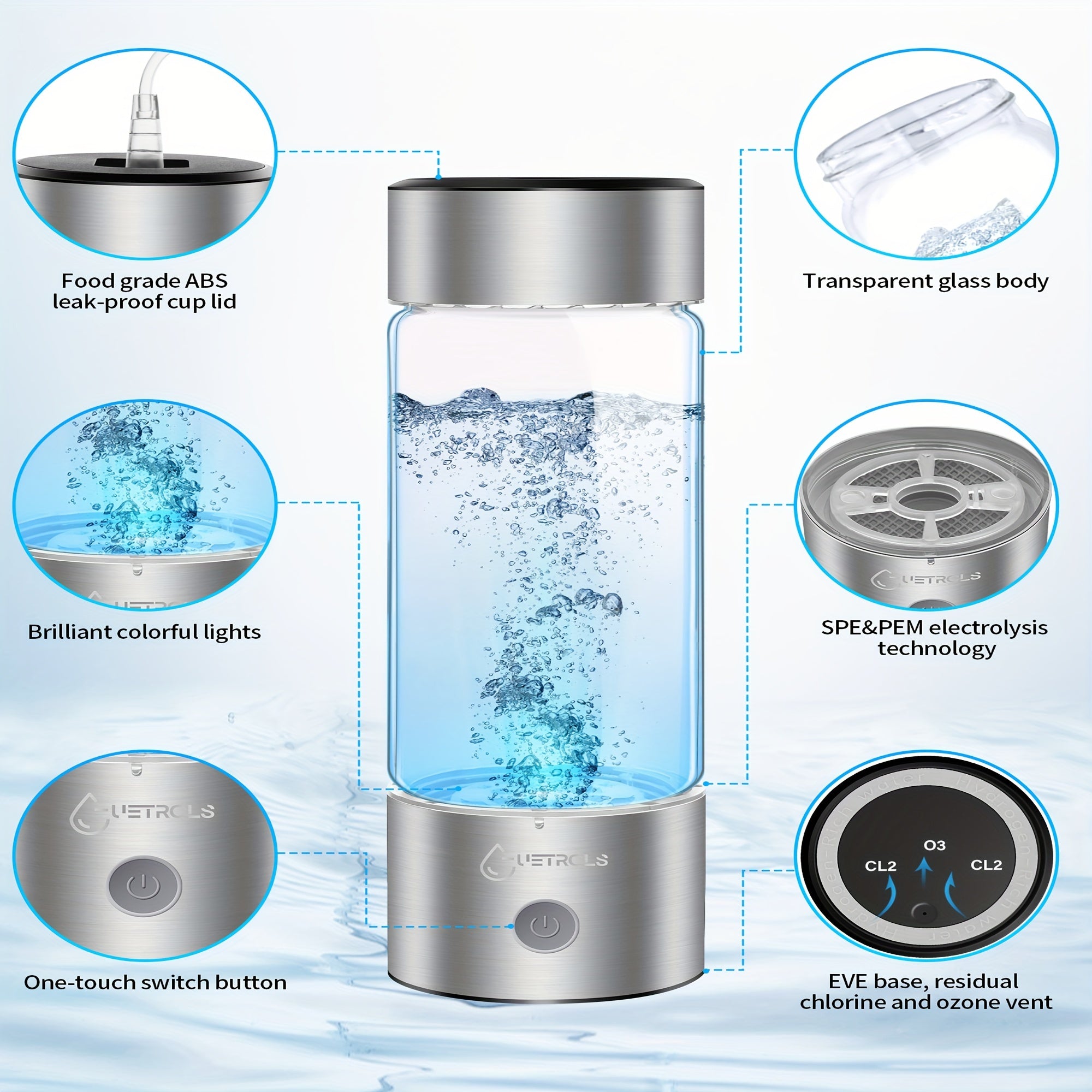 2 in1 Hydrogen Water Bottle, Hydrogen Water Generator, Portable Hydrogen Generator, Rechargeable Health Ionizer - Rich in Antioxidants for Wellness and Travel