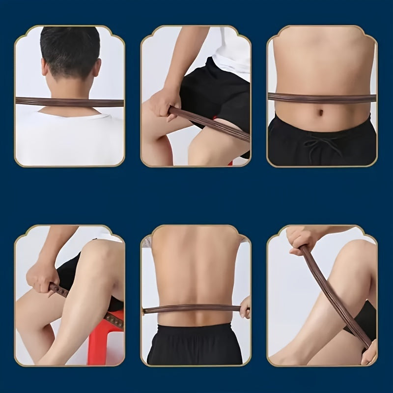 1pc Multifunctional Meridian Rolling Massage Stick for Neck, Lower Back, and Abdominal Massage - 19-Bead Professional Body Massager, Plastic, Unscented, Manual Operation, No Battery Required, Full Body Wellness Tool